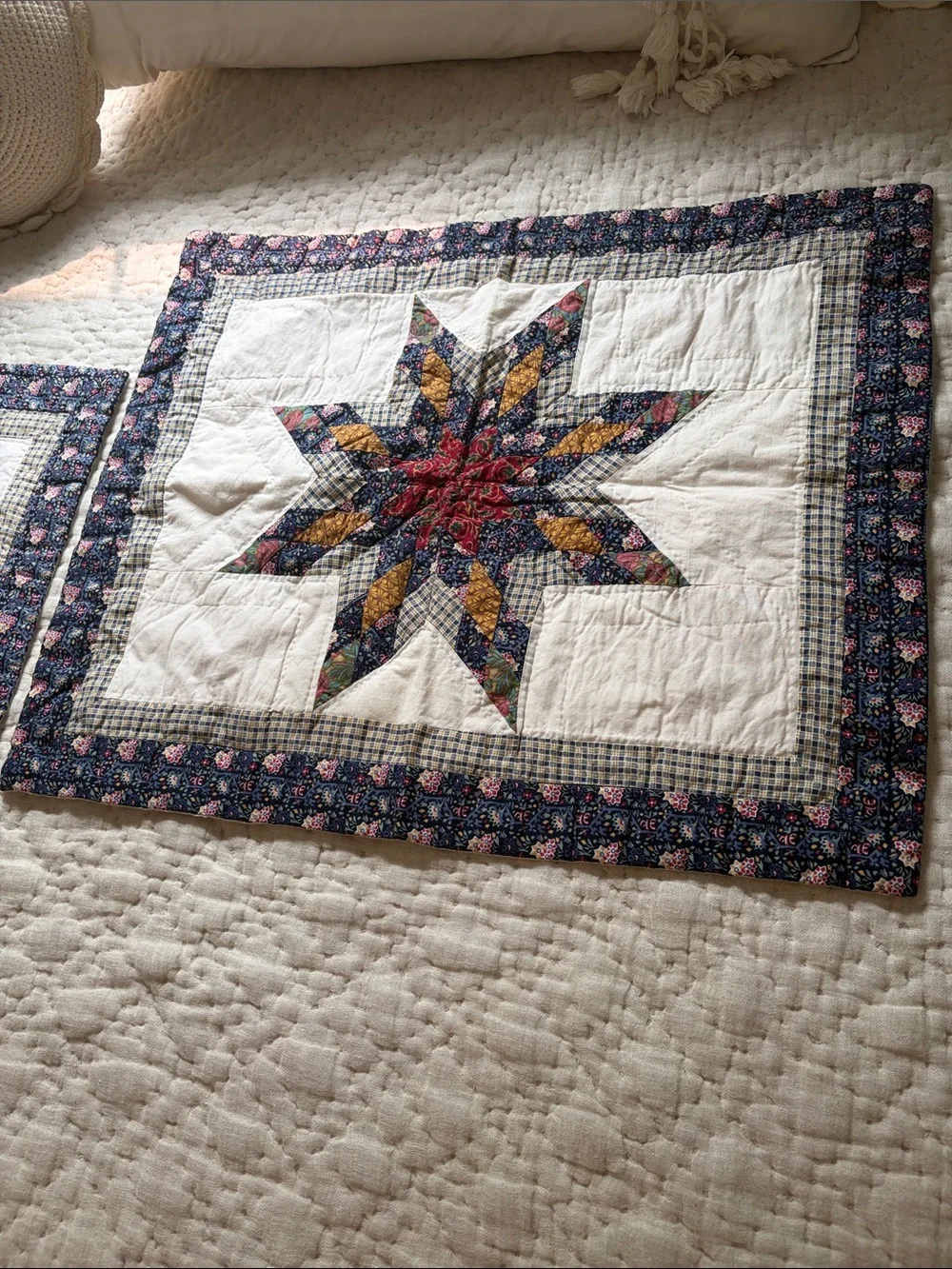 Set of 2 Handmade Star Patchwork Quilted Pillow Shams